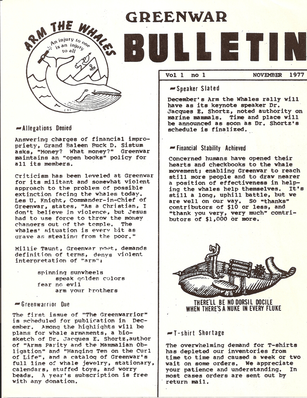 Greenwar Bulletin Vol 1 No 1